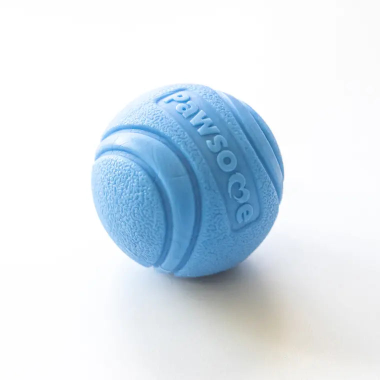 Blue textured Pawsome Ball with 'Pawsome' branding on a white background.